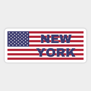 New York State in American Flag Sticker